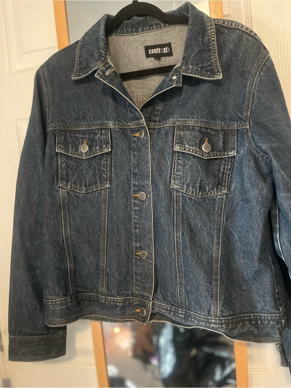 Size XL Vintage Jean Jacket Contrast Jeans Women's Denim Jacket, 100% cotton